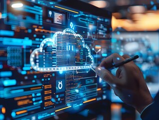 High Tech Cloud Infrastructure Monitoring and Control Center Showcasing Advanced Computing Concepts