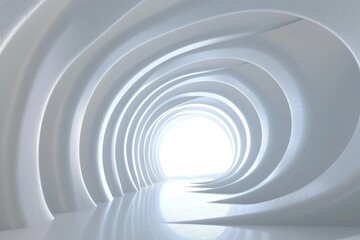 Obraz premium Abstract White Circular Tunnel. 3D Render of Abstract Podium Background