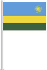 Fototapeta premium Flag of Rwanda with silver pole flat icon isolated on white background.