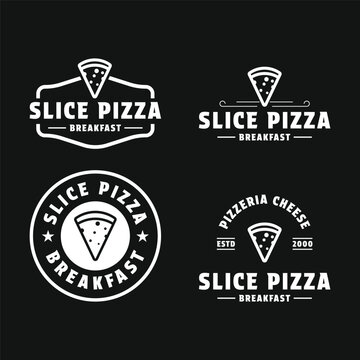 set of collection slice pizza logo design vintage retro badge and label