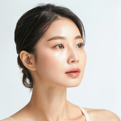 Obraz premium 35-39 year old Beauty South Korean Asian women spa skin healthy on 100% isolate white background.