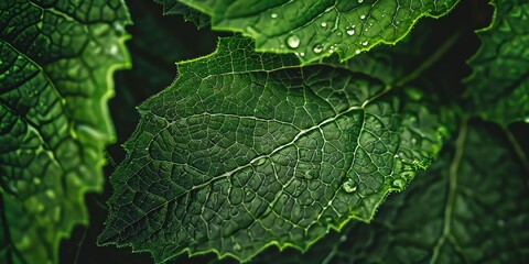 Obraz premium macro photo dews illustration wallpaper of green leaves, clear and sharp, green color, droplet, grass, raindrop, beauty, season, botany, backdrop, greenery, wallpaper, textured, liquid, outdoor, 