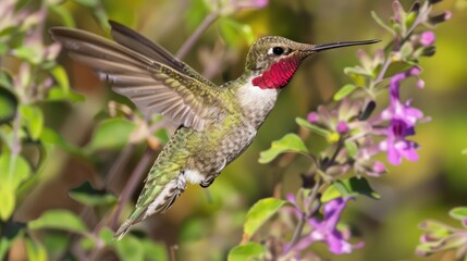 Fototapeta premium hummingbird feeding on a flower.
