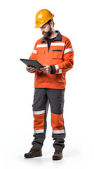 portrait of a smiling architect, engineer or construction worker isolated on white background