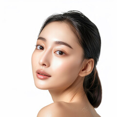 Fototapeta premium Beauty Asian women spa skin healthy on 100% isolate white background.