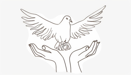 Obraz premium One continuous line drawing of flying dove