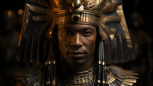Thutmose III: Pharaoh in Ornate Golden and White Robe