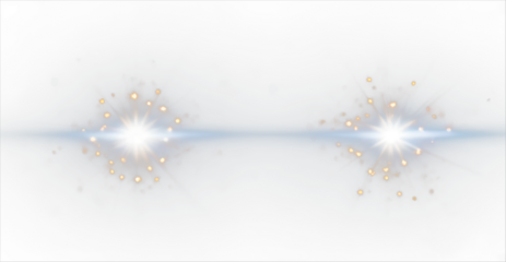  Two bright sparkling lights like stars or Sunburst or Overlay, flare light transition, effects sunlight, lens flare, light leaks isolated on white background