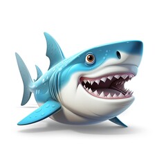 A cartoon shark with a big smile on its face