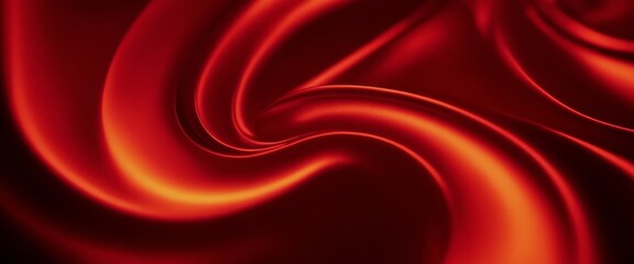 Abstract swirls of vibrant red satin like liquid