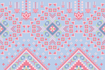 Fototapeta premium Geometric ethnic oriental seamless pattern traditional Design for background, carpet, wallpaper, clothing, wrapping, Batik, fabric, vector, illustration, boho embroidery style.