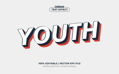 Youth Retro Simple Editable Text Effect Template Style Premium Vector