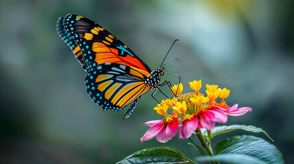 Obraz premium Close-up of a butterfly on a flower