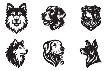 A  dog head silhouette vector style  white background