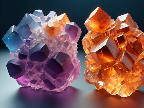 A comparison of the crystal structures of halite (NaCl) and fluorite (CaF2), emphasizing the differences in their ionic packing arrangements.
