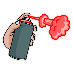 Hand Holding Spray Paint, Design element for logo, poster, card, banner, emblem, t shirt. Vector illustration