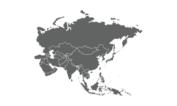 Asia map isolated on white background. for website layouts, background, education, precise, customizable, Travel worldwide, map silhouette backdrop, earth geography, political, reports.