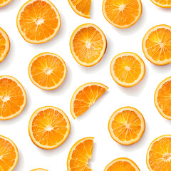 Fototapeta premium Seamless pattern of orange fruit on white background