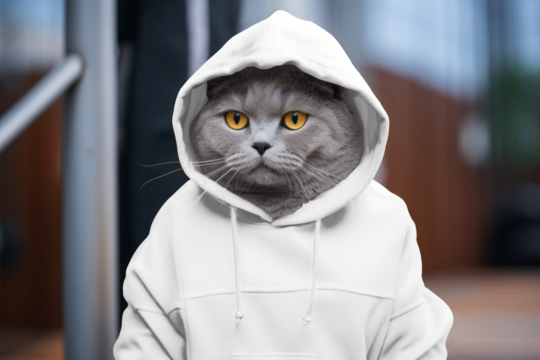 Cat hoodie png transparent mockup