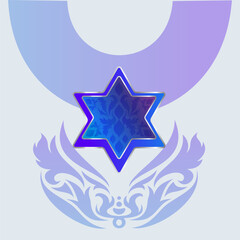 David star, Judaica poster concept. luxury template, menorah, Jewish symbol, traditional culture sign, geometric hexagram ornate