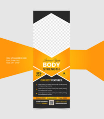Fitness gym business stranded Innovative rollup banner design with vector template