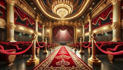 Fototapeta premium Grand Theater Interior with Red Carpet and Golden Accents