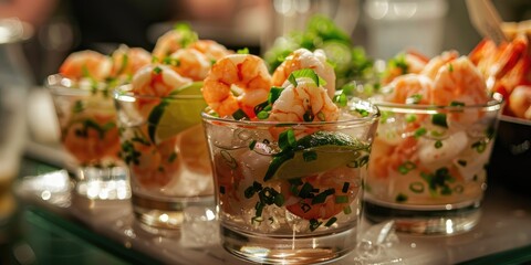 Shrimp cocktail appetizer in glass