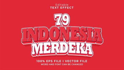 editable 79 indonesia merdeka text effect.typhography logo