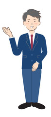 案内をするスーツ姿の男性　全身