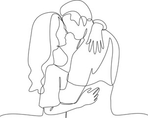 Couple in love one line art illustration vector