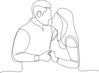 Couple in love one line art illustration vector