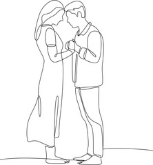Couple in love one line art illustration vector