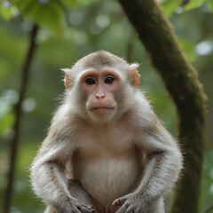 Obraz premium a monkey sitting on a tree branch with its paws crossed