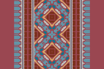 Ethnic Ikat tropical seamless pattern. Motif ethnic handmade beautiful Ikat art. Ikat ethnic tribal, boho colors seamless wallpaper. Abstract traditional. 