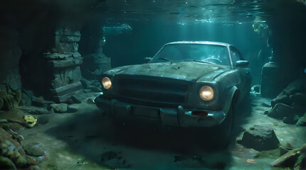 a car that is sitting in the water