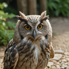 a owl that is sitting on the ground