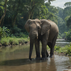 a large elephant that is standing in the water