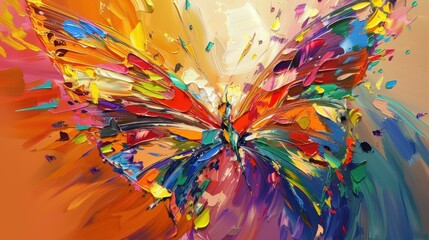 Metamorphosis of Creativity: Painter Transformed into Butterfly, Crafting Colorful Artworks on Canvas