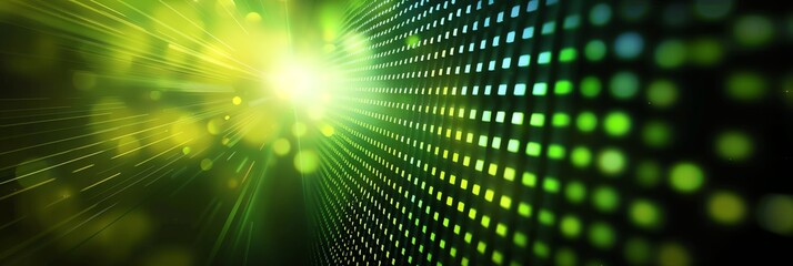 Fototapeta premium Dazzling light effect, square grid of light,simple and soft halo with a sense of rhythm, green, yellow,and black gradient, grid shape dazzle, a fine grid of light, fine color transition, HD, 16K, 3:1