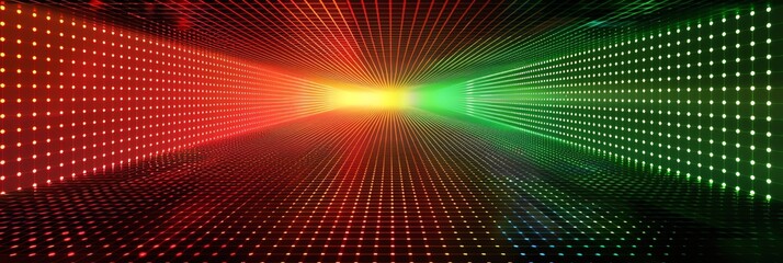 Obraz premium Dazzling light effect, A square grid of light,simple and soft halo with a sense of rhythm, orange, red and black gradient, grid shape dazzle, a fine grid of light, fine color transition, HD, 16K, 3:1