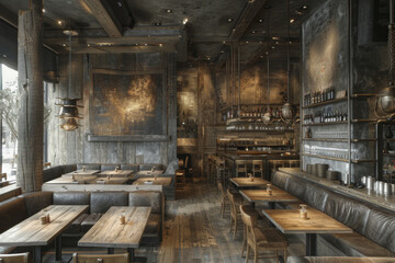 Modern Restaurant with Wooden Ceiling