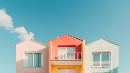 A minimalist architecture photography of colourful houses