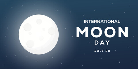 International Moon Day horizontal banner illustration