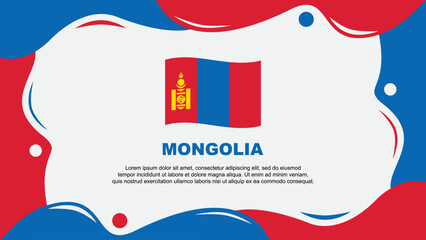 Mongolia Flag Abstract Background Flat Design Template. Mongolia Independence Day Banner Wallpaper Vector Illustration. Mongolia Background
