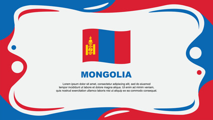 Mongolia Flag Abstract Background Flat Design Template. Mongolia Independence Day Banner Wallpaper Vector Illustration. Mongolia Flag