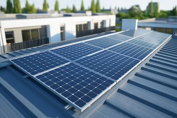 solar panel on the roof in realistic 3d by generative ai