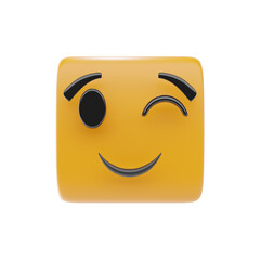 winking face emoji 3d icon and illustration
