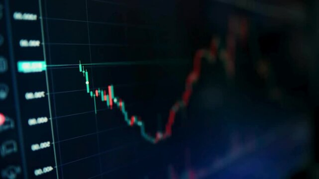 financial chart with uptrend line candlestick graph in stock market,Stock market data on LED display. Business analysis concept.