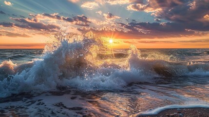 Fototapeta premium Wave Crashing on the Beach