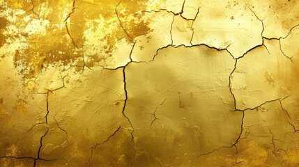 Wall with cracks on a gold background